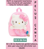 Yeni Sezon Çocuk Genç Kız Gündelik Okul Şık Sevimli Hello Kitty Yumuşak Peluş Sırt Çantası 32X26 Cm