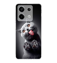PrintiFy Xiaomi Redmi Note 13 Pro 5G ile Uyumlu Kedi 2 Kamera Korumalı Şeffaf Kılıf