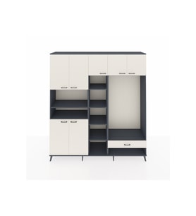 Hyperion Dolap 11 Raflı Tek Çekmeceli 7 Kapaklı 220x44x243 Antrasit-Aytaşı/Aytaşı