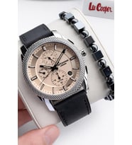 Lee Cooper Erkek Kol Saati 50 Mt Suya Dayanıklı Deri Kordon Bileklik Hediyeli VS.BLKT.0918 (Lacivert)
