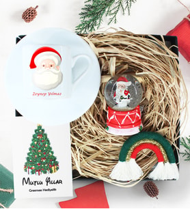 Yılbaşı Kar Küresi & Kişiye Özel Mutlu Yıllar Fincan & Noel Baba Çorap