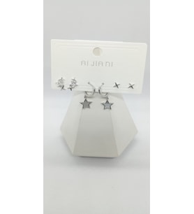 Silver Renk Yıldız Küpe Seti