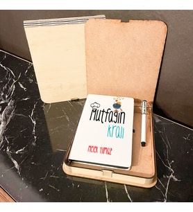 Mutfağın Kralı Ahşap Kutulu Defter Kalem Set