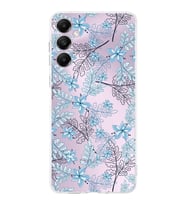 PrintiFy Samsung A05s Uyumlu Kamera Korumalı Floral Mavi Tasarımlı Şeffaf Silikon Kılıf
