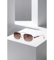 Polo Air UV400 Korumalı Geometrik Çerçevesiz Kadın Güneş Gözlüğü Gold Kahverengi Renk PLG-2123C2