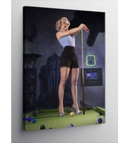 Kanvas Tablo Bilardo Oynayan Kadın