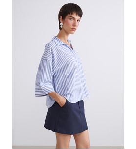 LCW Vision Mavi Çizgili Oversize Kadın Gömlek