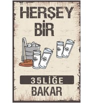 Her Şey 35 Liğe Bakar Retro Ahşap Poster