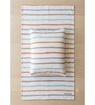 More Home % 100 pamuklu Bebek 90x90 Müslin örtü +35x45 Yastık Kılıfı Çizgili Desenli