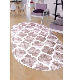 Dijidekor Halı Bej Maça Yıkanabilir Saçaksız Oval Kesme İnce Yolluk Kilim Salon Halısı Modelleri