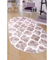 Dijidekor Halı Bej Maça Yıkanabilir Saçaksız Oval Kesme İnce Yolluk Kilim Salon Halısı Modelleri