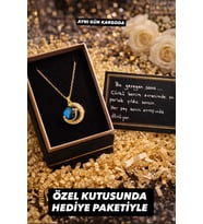 Özel Kutusunda Hediye Paketiyle Gold Dünya Gezegen Galaksi Çelik Kolye 40+5cm Arkadaşa Sevgiliye Hediye Kolye