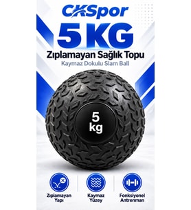 CKSpor 5 Kg Zıplamayan Sağlık Topu Slam Ball Crossfit Fitness Fonksiyonel Antrenman Ağırlık Topu