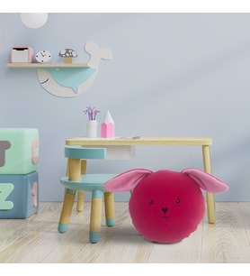 Pembe Kulaklı Tavşan Yastık 33 cm Silikon Elyaf