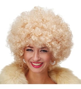 Altın Renk Kıvırcık Afro Parti Peruğu