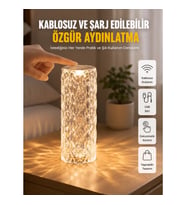 Mey İthalat® Yeni Nesil Modern Kristal Masa ve Gece Lambası Dokunmatik Renk Değiştirebilen