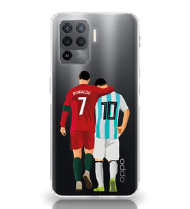 Oppo Reno 5 Lite Uyumlu Lionel Messi ve Cristiano Ronaldo Desenli Şeffaf Telefon Kılıfı