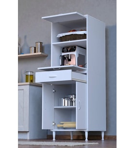 Eliusta Serale 56 cm Derinlikte 4 Kapaklı Dolap  Mutfak Fırın Dolabı 60x162,4x56 cm Modüler Beyaz Dolap