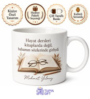 Babamın Hayat Dersleri Yazılı Kupa Bardak Babalar Günü Hediyesi