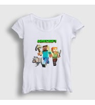 Presmono Kadın Beyaz Miners Minecraft T-Shirt 29533tt (Beyaz)