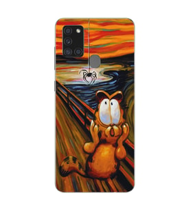 Samsung Galaxy A21S Uyumlu Garfield Tasarımlı Şeffaf Telefon Kılıfı