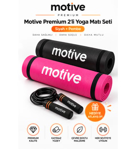 Motive Premium 2'li Yoga ve Pilates Matı Seti 10 mm Taşıma Askılı Siyah ve Pembe