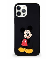 Apple iPhone 12 Pro Max Soft Premier Kapak Mickey Mouse-B Tasarımlı Silikon Kılıf - Siyah (Şeffaf)