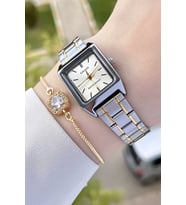 Casio CSISTE39 Gold Gümüş Renk Hediye Paketli Kadın Kol Saati ve Bileklik