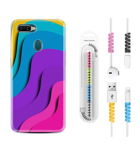 Oppo A5S A15 A16 A54 A55 A73 A74 Kılıf Kablo Koruma Spiral Silikon Renk Cümbüşü 1631