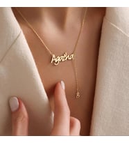 Kişiye Özel Şık İsim Sallantılı Harf Kolye 925K Gümüş (Gold)