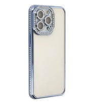 iPhone 14 Pro Kılıf Joke Taşlı Silikon - Mavi