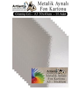 Metalik Aynalı Fon Kartonu 10 lu A3 30x42 cm 1 Paket Okul Sınıf Dekoratif Pırıltılı Folyo Kağıt Dekoratif Anasınıfı Kreş (Gri)