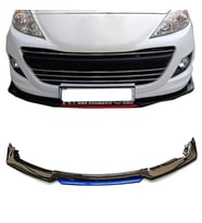 Peugeot 307 Mavi Renkli Şeritli Dilli Ön Lip 4 Prç Parlak Siyah ABS