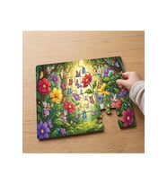 Çiçekli Ormanda Renngarenk Kelebekler Tasarımlı 24 Parça Ahşap Çocuk Puzzle