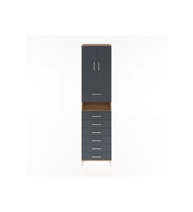 Hyperion Dolap 2 Raflı 7 Çekmeceli 2 Kapaklı 60x44x243 Çam-Antrasit