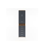 Hyperion Dolap 2 Raflı 7 Çekmeceli 2 Kapaklı 60x44x243 Çam-Antrasit
