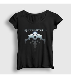 Presmono Kadın Siyah Logo Metal Queensryche T-Shirt 549613tt