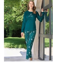 Pijamoni Kadın Kışlık Bisiklet Yaka Likralı Kadife Pijama Takımı 4210/14- 1 Adet (Yeşil)