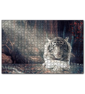 Cakapuzzle Ormanda Uyuyan Beyaz Kaplan ve Güneş Işıkları  Puzzle Yapboz MDF (Ahşap) (120 Parça)