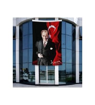 Atatürk ve Atatürk İmzalı Türk Bayrağı Poster Bayrak Raşel Kumal 4x6 metre ATA51
