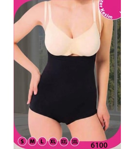Siyah Lazer Kesim Yüksek Bel Slip Korse – Toparlayıcı Şekillendirici Kadın Korse S-3XL 6100