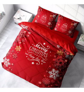 Monohome Yılbaşı Süsü Merry Christmas Çift Kişilik 3D Nevresim Takımı Pamuk Snowflake (Çok Renkli)