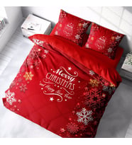 Monohome Yılbaşı Süsü Merry Christmas Çift Kişilik 3D Nevresim Takımı Pamuk Snowflake (Çok Renkli)