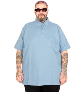 Mode XL Battal Beden Erkek Tshirt Polo Yaka Cepli Klasik Pike 20552 Mavi