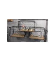 Dekoratif Metal Ahşap Üçlü Country Raf