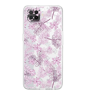 PrintiFy Oppo A73 Uyumlu Kamera Korumalı Floral Pudra Tasarımlı Şeffaf Silikon Kılıf