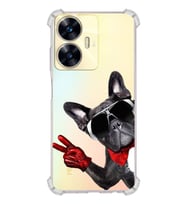 PrintiFy Realme C55 Uyumlu Köpek 2 Baskılı Şeffaf Köşe Korumalı Antişok Kılıf