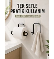 Banyo ve Mutfak İçin Yapışkanlı Havlu Askılığı ve Rulo Kağıt Tutucu Set