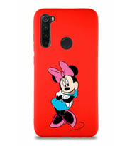 Xiaomi Redmi Note 8 Soft Premier Kapak Minnie Mouse-D Tasarımlı Silikon Kılıf - Kırmızı (Şeffaf)