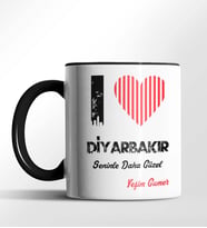 Kişiye Özel Diyarbakır Seninle Daha Güzel Tema Siyah Renk Kupa (Siyah)